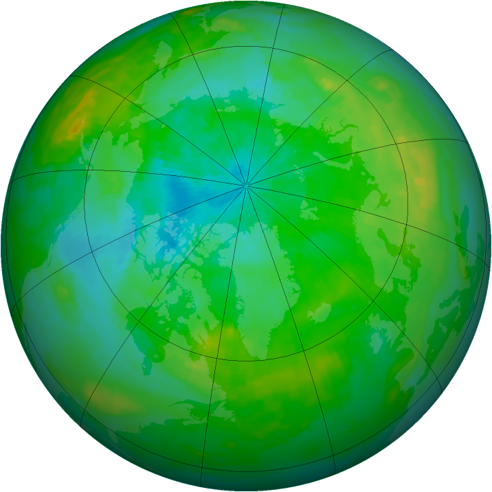 Arctic ozone map for 14 August 1991